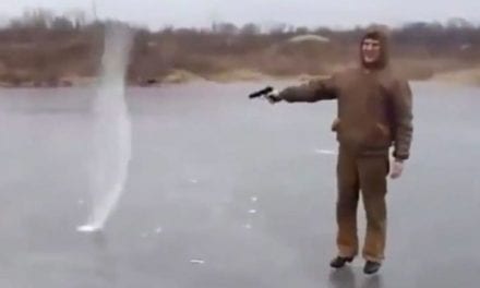 Man Tries to Make Bullet Spin By Shooting a Frozen Lake