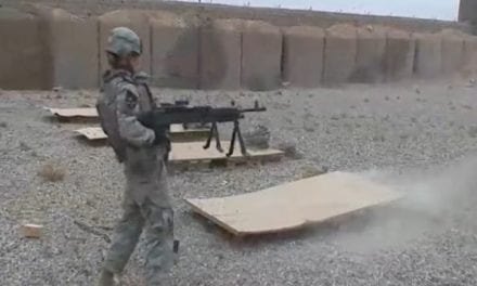 Soldier Dual-Wields M240 Machine Guns During Range Time