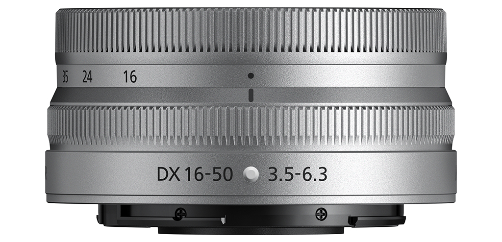 Image of the silver NIKKOR Z DX 16-50mm f/3.5-6.3 VR
