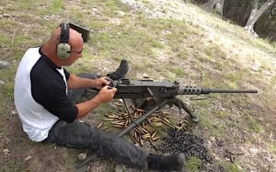 Professional Wrestler Goldberg Fires the Mighty Browning M2 Machine Gun