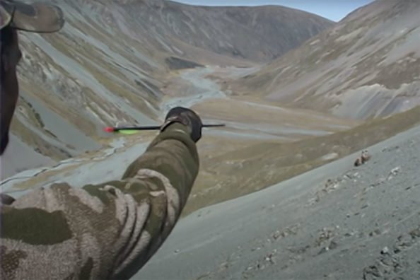 Tim Wells Makes a 130-Yard Bow Shot on a Running Tahr