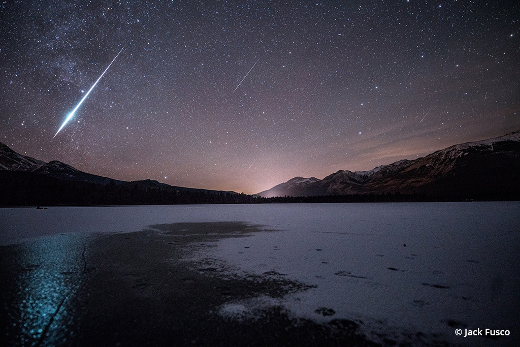 Photo of a meteor shower.