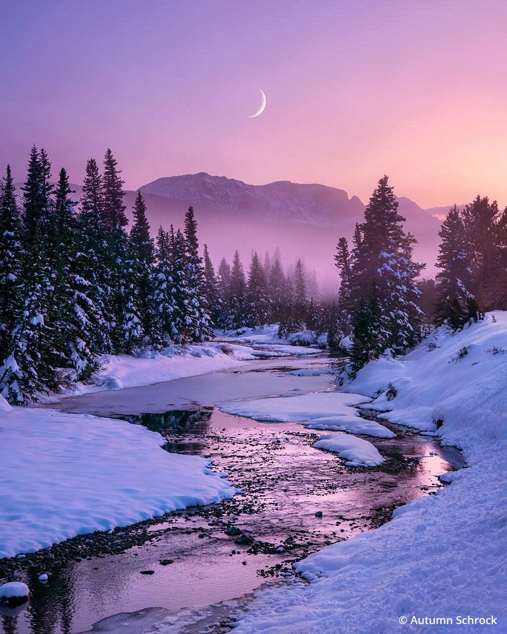 Photograph of the moon at Glacier National Park.