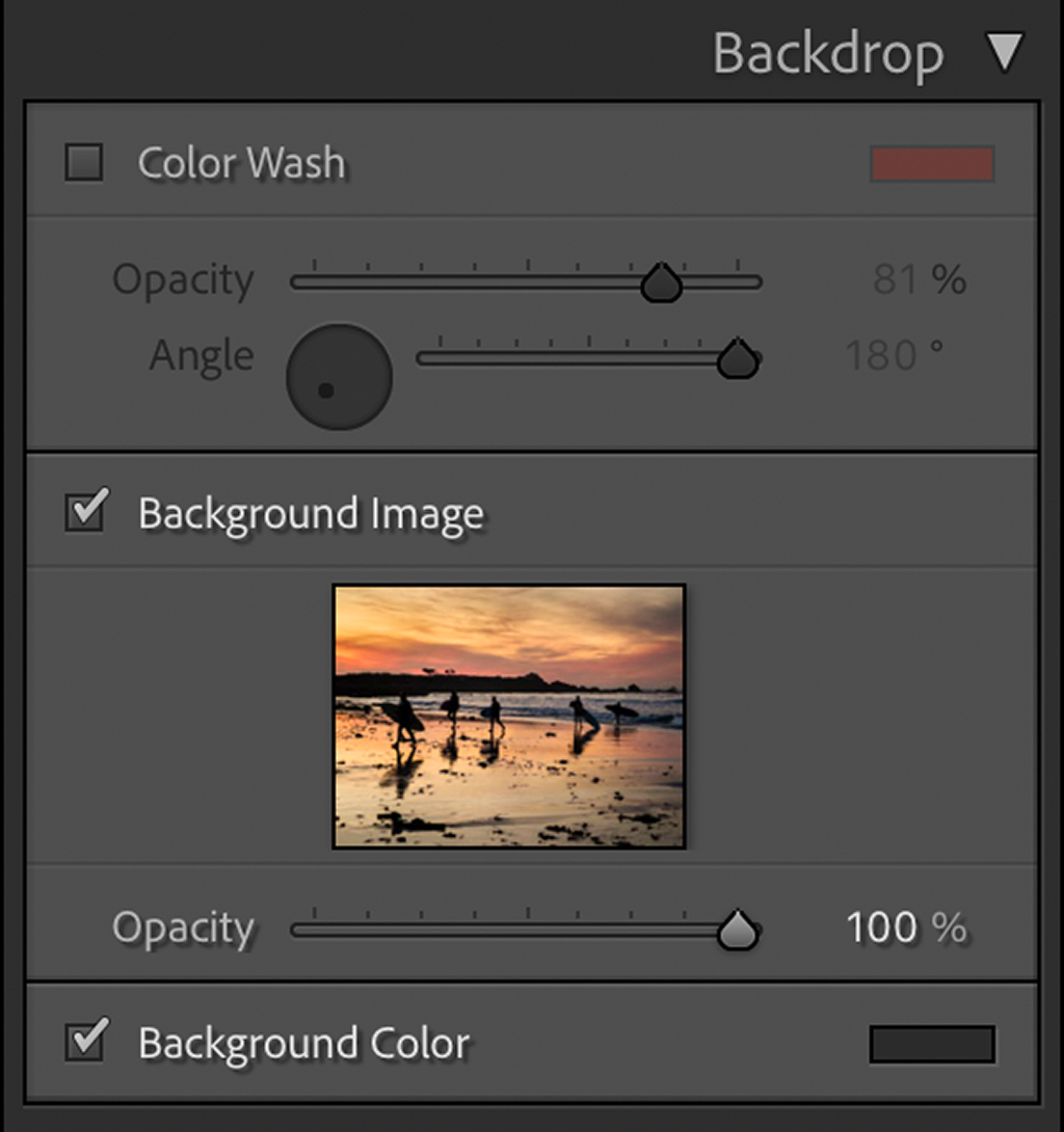 Lightroom's Backdrop panel.