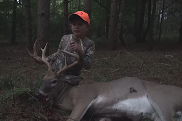 Youth Hunter Freaks Out After Smoking 9-Pointer With a .350 Legend