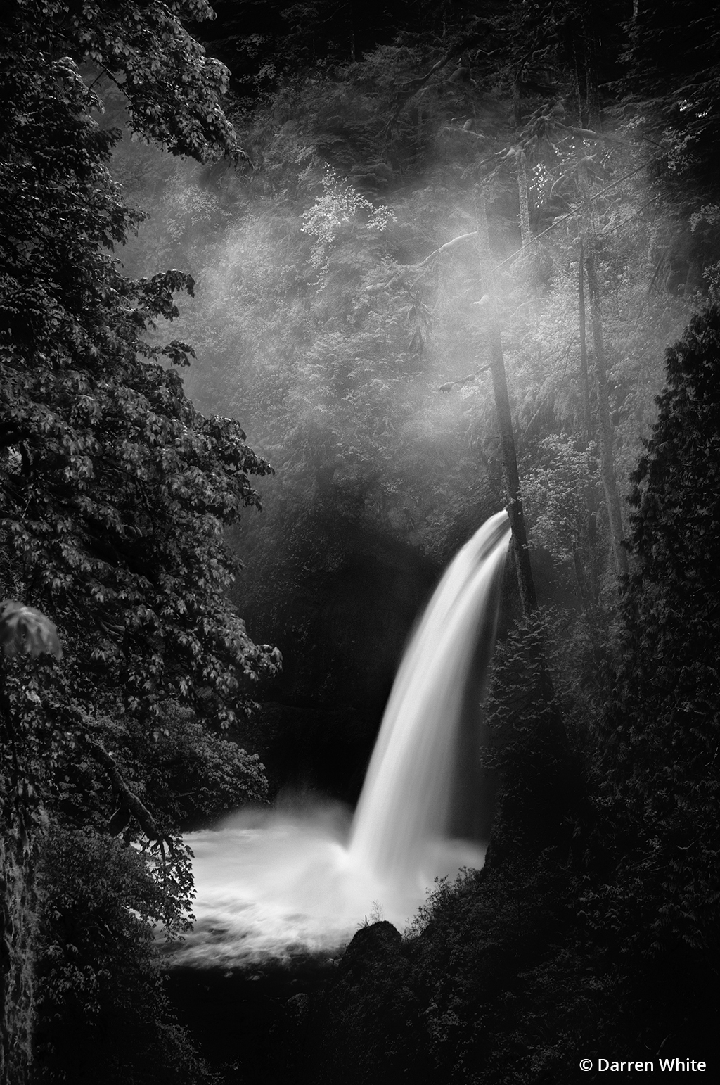 Monochrome landscape “Metlako Falls.”