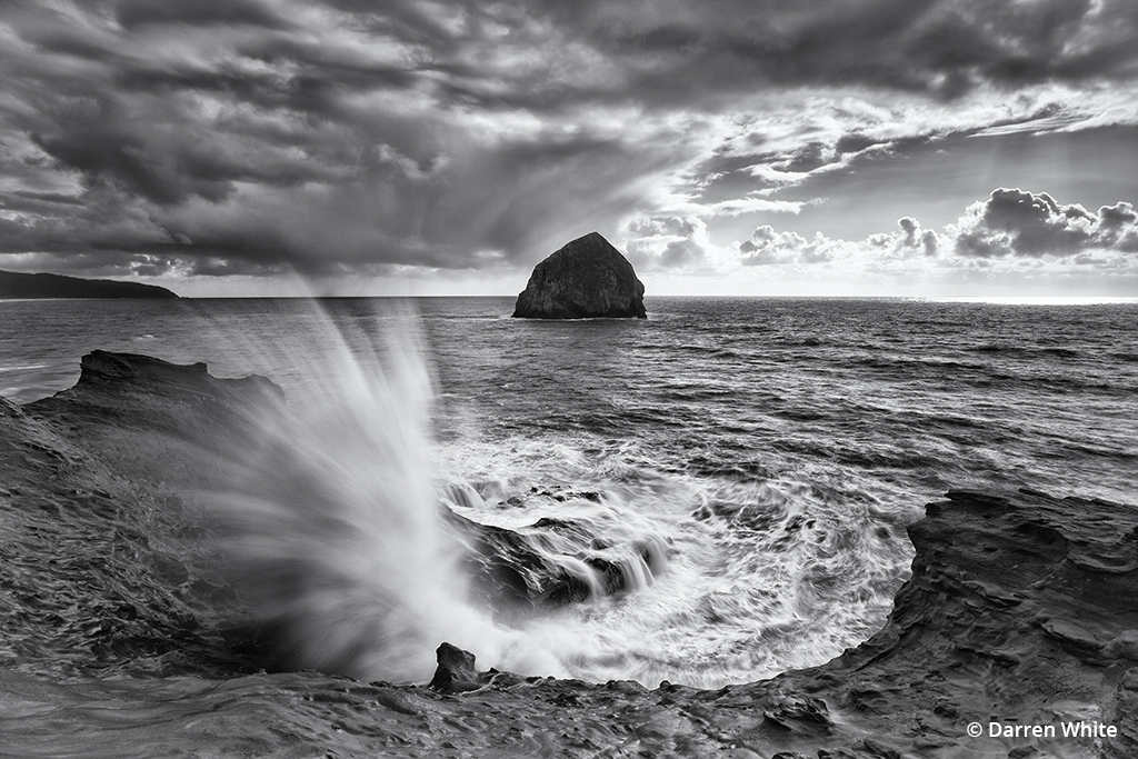 Monochrome landscape “Killer Cape Kiwanda.”