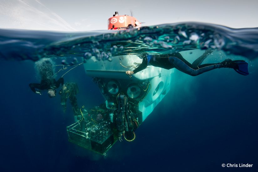 Underwater photo of the Alvin submersible research vehicle