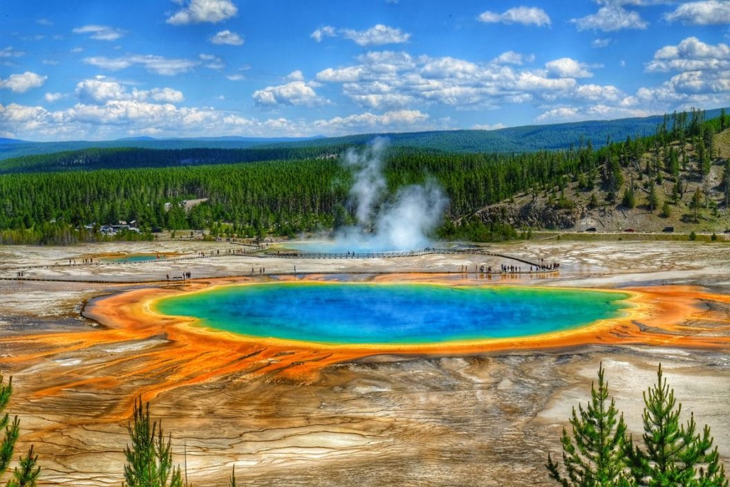 The Grand Prismatic Spring in Yellowstone National Park is the largest hot spring in the United States, and the third largest in the world