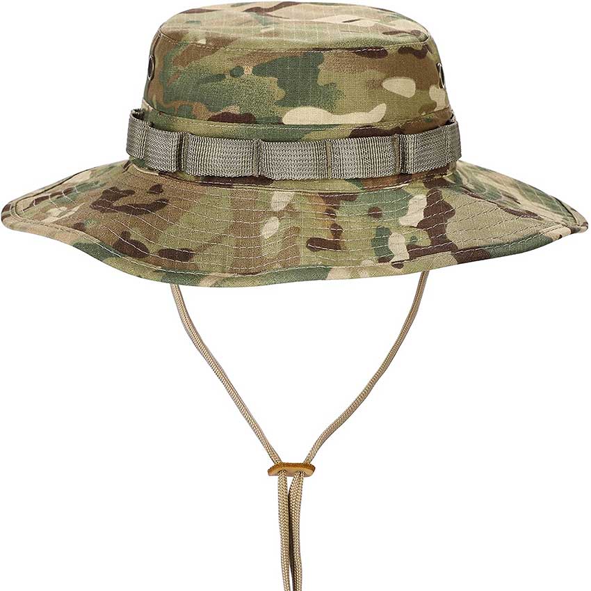 camouflage boonie hat on white background