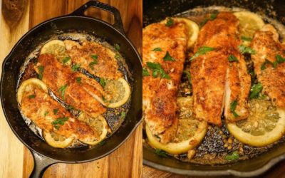 Cast Iron Blackened Flounder with Lemon Butter Sauce