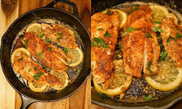 Cast Iron Blackened Flounder with Lemon Butter Sauce