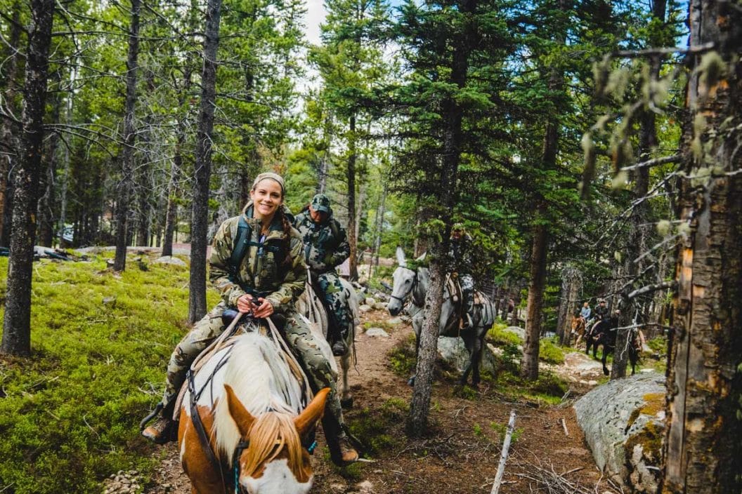 A group of hunters testing KUIU women's line on horseback