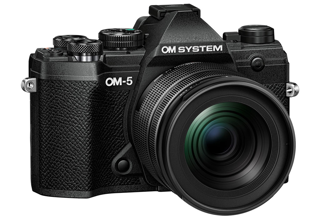 Photo of the front of the OM-5 camera