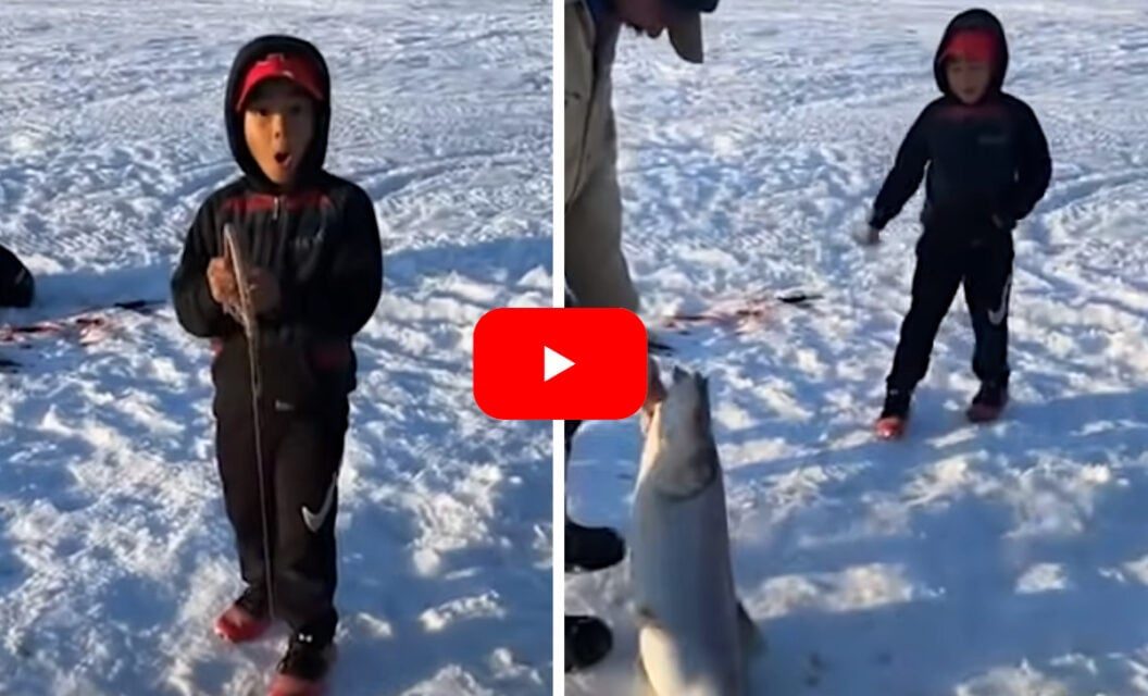 Boy Lands Huge Fish Solo While Ice Fishing