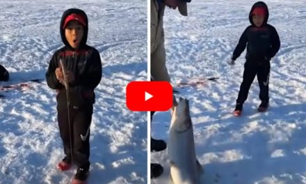 Boy Lands Huge Fish Solo While Ice Fishing