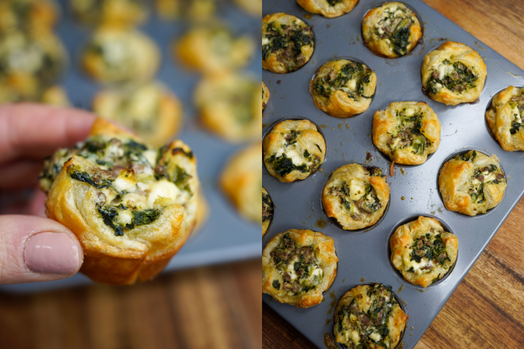 homemade venison and spinach puff pastry